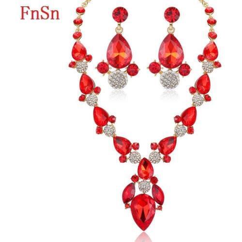 FnSn New 2018 Hot Necklaces Set Crystal Fish Choker Earring Sets Women Zinc Alloy Gift Fashion Animal Jewelry Set Collier N126