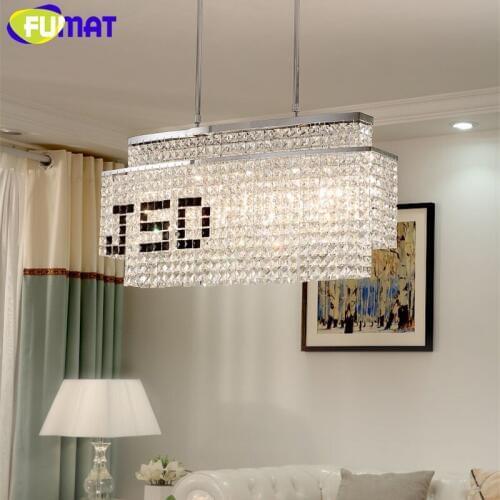 FUMAT Crystal K9 Pendant Lamps DIY Black LOGO Modern Lighting Stainless Plated Steel Hanging Light Fixture E14 LED Dinning Room