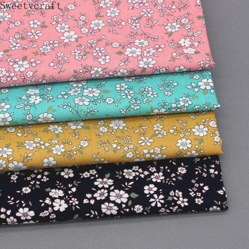 147x50cm Small Flower Prints Cotton Poplin Fabrics Summer Crafts Apparel Dress Patchwork Fabric For Hair bow sewing tissue cloth