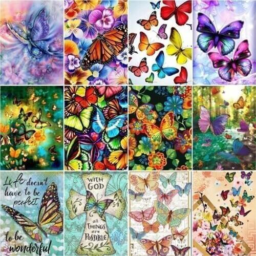 HUACAN Pictures By Number Butterfly Kits Home Decor Oil Painting Animals Drawing On Canvas HandPainted Wall Art Gift