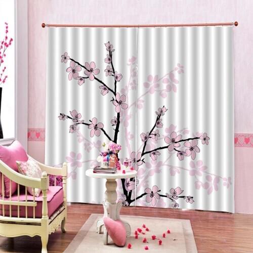 Classic Home Decor Chinese Style Ink Painting Plum Curtain For Living room Bedroom hotel Window Drapes Sets 2 Panels With Hooks