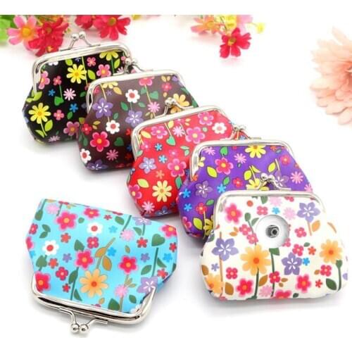 18MM Snap Buttons Jewelry Flower Coin Purses Small Wallets Pouch Kids Girl Womens Money Bags For Gift