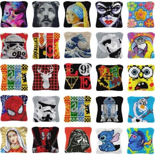 Latch Hook Cushion Jesus Pillow Case Crochet Hobby & Crafts DIY Yarn for Embroidery Art Cushion Cover Sofa Bed Pillow