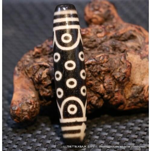 Magic Power Energy Tibetan Old Agate 21 Eye Long Master dZi Bead Amulet Pendant LKbrother Talisman UPD210528A1