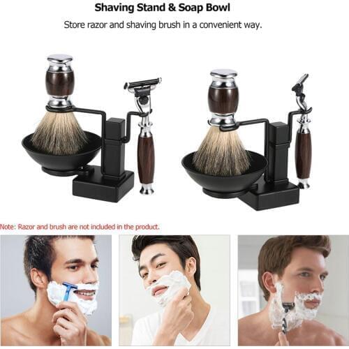 2 in 1 Shaving Stand Holder Set for Shaving Brush Razor Soap Bowl Mug Cup Set Shaving Kit Male Facial Cleaning Tool