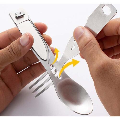 3 in1Camping Cutlery Set Spoon-Fork-Knife Combo Separable Stainless Steel Spork for Camping，Hiking，Backpacking Comes