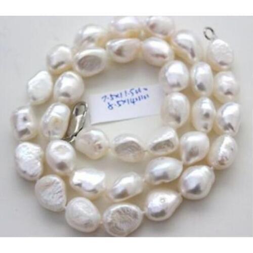 Classic 8-10mm south sea natural baroque white pearl necklace 18inch