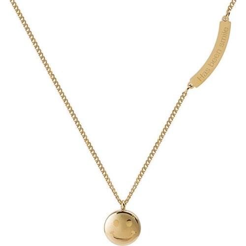 Cute Round Smile Pendant Necklace For Women Girls Fashion Gold Rose Color Charms Choker Collar Jewelry Party Gifts