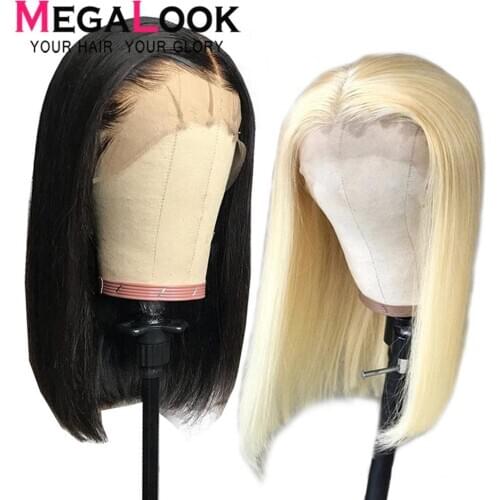 Bob Lace Front Wigs 180 13X4Lace Front Wig Bob Wig 613 Frontal Short Remy Honey Blonde Lace Front Straight Hair Wigs ForWomen