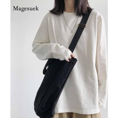 Plus Size Solid Cotton Long-sleeved T-shirts Loose Versatile Bottoming Blouses Women O-neck 2020 Autumn Tops Blusas Mujer 11821