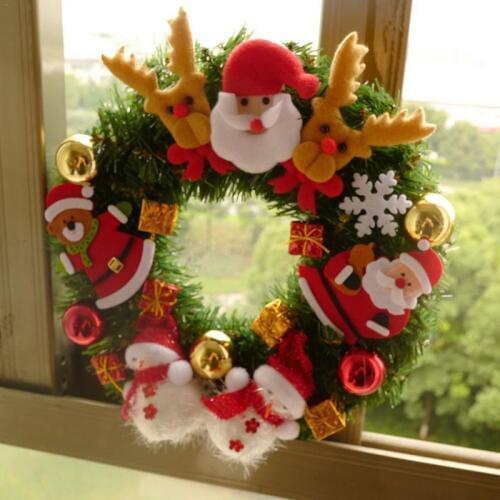 Christmas Round Ornaments Wreaths Ring Santa Clause Pinecone Pink Bow Knots Window Door Hanging Garland Christmas Home Decor
