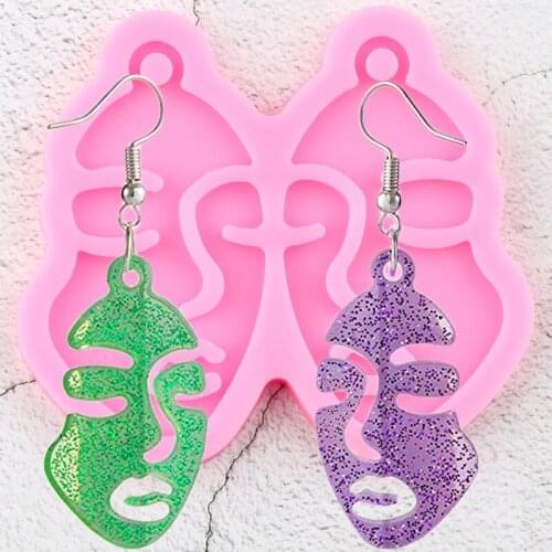 S/M/L Super Glossy Girl Face Earrings Molds Resin Silicone Mold DIY Craft Epoxy Mold Decoration Keychain Pendant Jewelry Moulds