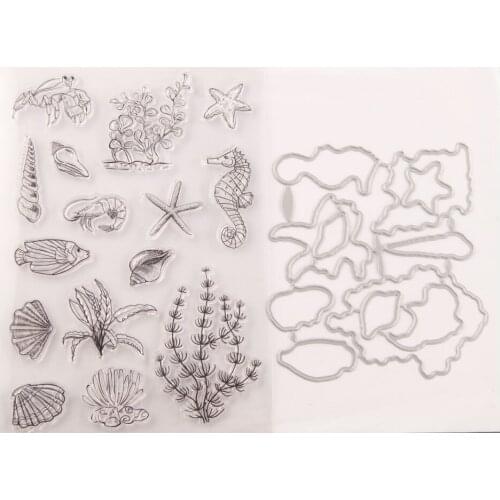 Seahorse Conch Seabed Clear Stamps and Metal Cutting Dies for Scrapbooking Card Making 2020 New Die Cuts