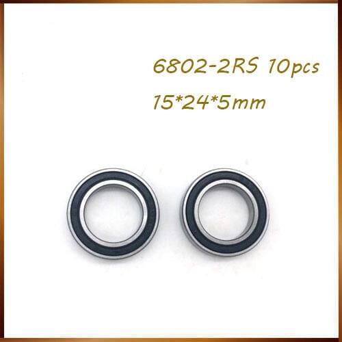 10pcs 6802 2rs ball Bearing 6802 ABEC-1 15x24x5 mm Thin Section 6802RS Ball Bearings 6802-2RS 61802 RS