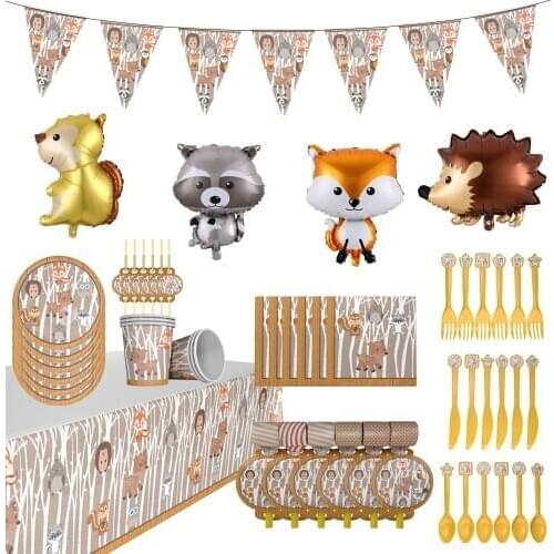 Woodland Tableware Animal Jungle Forest DIY Party Decor Safari Birthday Party Baby Shower Decor Kids Birthday Party Supplies