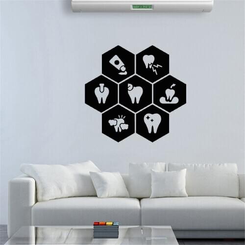 Dental Teeth Wall Decal Dentist Medical Decor Ideas Bathroom Interior Removable Wall Art Vinyl Sticker ov416