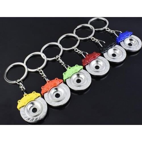 Brake Disc Wheel Caliper Metal Keychain Car Modification Disc Brake Waist Key Ring Trinket Pendant Car Key Buckle Gifts Dropship