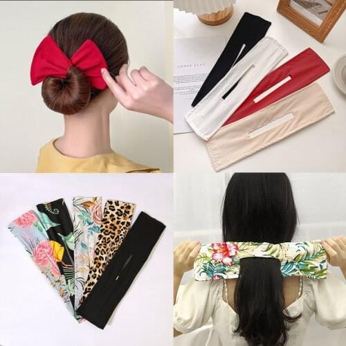 Deft Bun Fashion Hair Bands Women Knotted Wire Headband Print Hairpin Bow Braider Maker Hair Styling Tool DIY Accessories