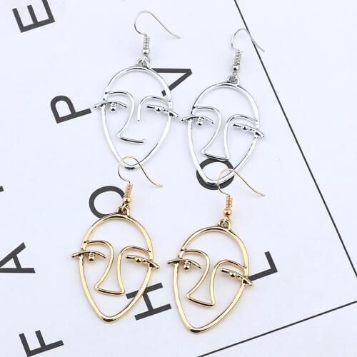 Abstract Face Hollow Out Drop Earring For Women Girls Hamsa Fatima Hand Crystal Hanging Dangle Earrings Female Jewelry Gifts