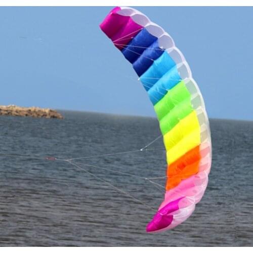 1.4/2/2.7m Rainbow Dual Line Kite surfing Stunt Parachute Soft Parafoil Surfing Kite Sport Kite Large Outdoor Beach Flying Kite