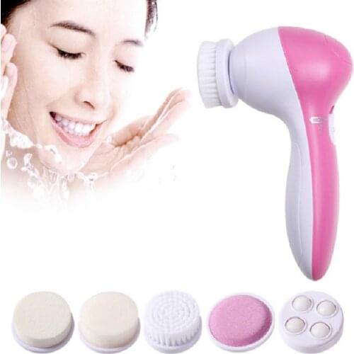 5 in 1 Multi-Function Portable Facial Exfoliator Brush Skin Pore Cleaning Tools Cleaner Skin Care Massager Facial Cleaning Brush