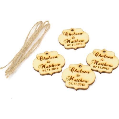 50*Personalized Engraved Wooden Wine Charm Custom Wood Label Tags Wedding Birthday Gifts Tags Rustic Bridal Shower Favor Tags