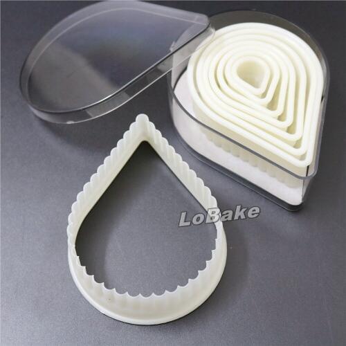 8pcs/set) Fluted Edge Water-drop shape Nylon cookies cutter sugarcraft cake decorating fondant dessert candy DIY supplies
