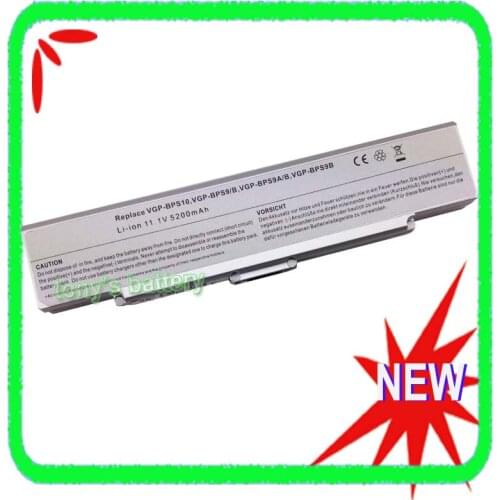 5200mah Battery for Sony Vaio VGN-AR550 VGN-CR353 VGN-CR10 VGN-CR20 VGN-CR23/B VGP-BPS9/B VGP-BPS9/S VGP-BPS9/A BPL9 Sliver