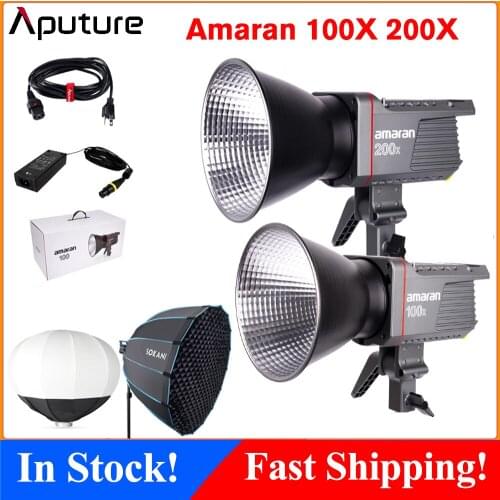 Aputure Amaran 100X 200X Bi-color LED Video Light 100W 200W COB Daylight Studio Light For Camera Video Photo Light Bowens Mount