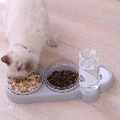 New style cat and dog double bowl automatic drinker non-slip food bowl cat feeding and drinking supplies dog feeder pet supplies
