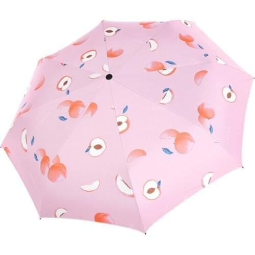 Automatic Sunny Umbrella Mini Travel Anti-Ultraviolet Folding Umbrella Men Women Fruits Design Umbrella