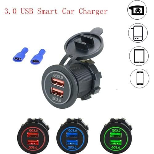 Car Charger 12V/24V Dual QC 3.0 USB Car Charger Fast Charging Quick Phone Charge Adapter For IPhone Max 6 7 8 Plus Xiaomi Huawei