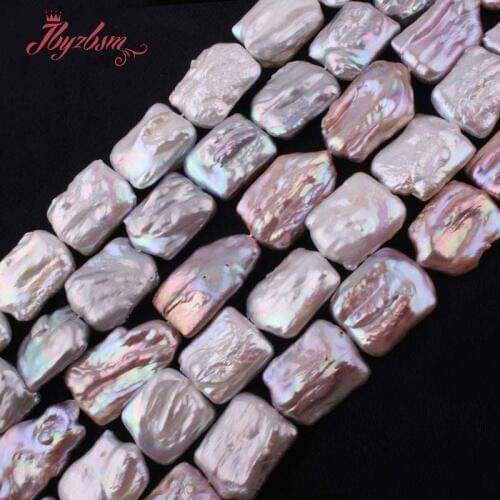 15x18-17x20mm Cultured Freshwater Pearl Rectangle Natural Stone Beads Loose For Jewelry Making DIY Necklace Bracelet Strand 15"