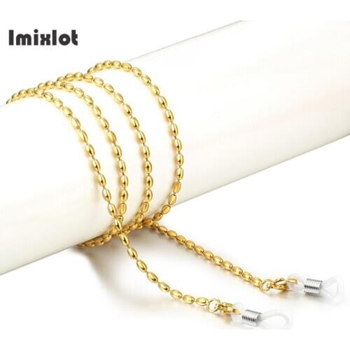 Fashion Gold Silver Titanium Steel Eyeglass Chains Sunglasses Reading Beaded Glasses Chain Eyewears Cord Holder Neck Strap Rope