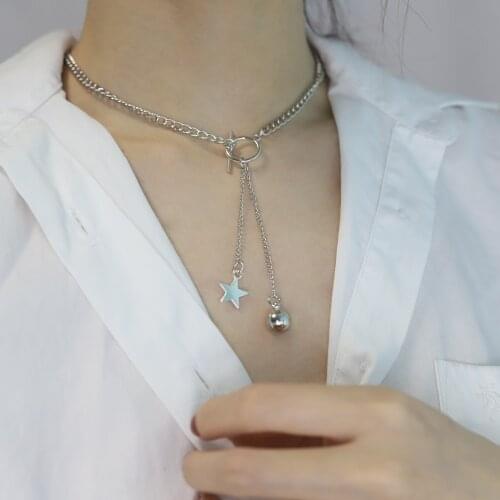 Net Red Necklace Ins Cold Wind Niche Design Sense Hip Hop Punk Neck Chain Long Clavicle Chain Star Pendant Female Gift