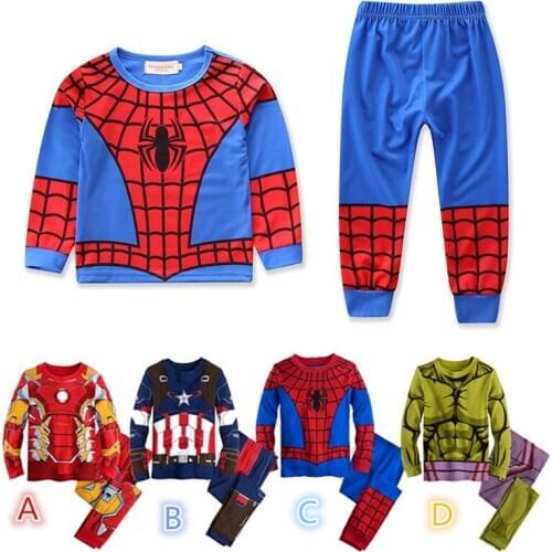 Boys Superhero Captain Cartoon Cosplay New Boys Pajamas Spiderman Kid Infantil Toddler Clothing Suits For 1-8 Years Kids