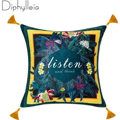 Diphylleia Tropical Flowers Cushion Case American Style Chenille Living Room Decorative Throw Pillow Covers Unique Gift Idea