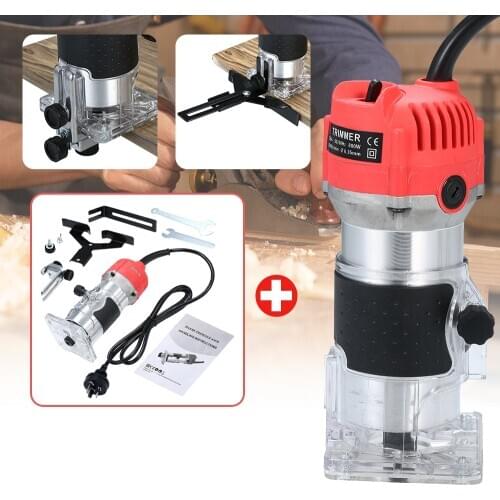220V 800W Trim Router 30000r/min Edge Guide Wood Laminate Electric Trimmer Compact Palm Router for Woodworking Trimming Notching