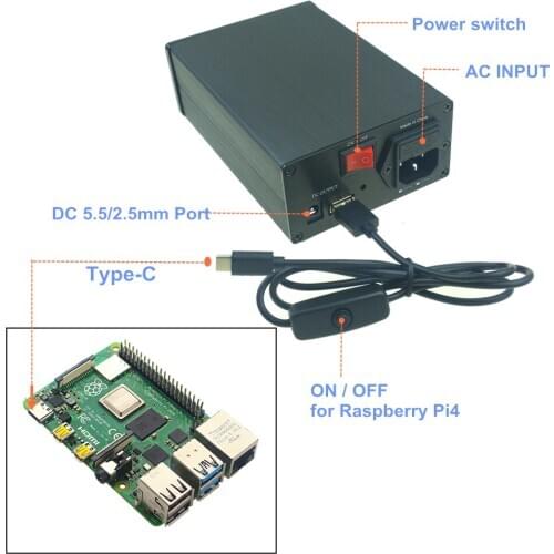 HiFi 25W DC Linear Power Supply 5.1V 3.5A, Audiophile Regulated psu Converter Adapter,Upgrade for Raspberry pi 4 Model B