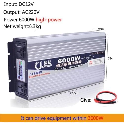 Pure sine wave inverter DC12v24v48v60v72v to AC220V 6000W Voltage Transformer HighPower Converter automotive household appliance