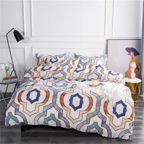Bedding Cover Set Queen/King Size Geometric Style Duvet Cover Sets for Double Bed Reactive Printed King Size Bedding Set