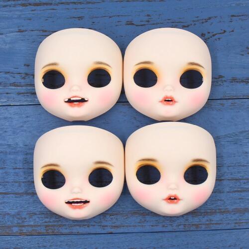 Blyth doll icy customized face open mouth with teeth tongue white skin lips carves eyebrow face with backplate and screws
