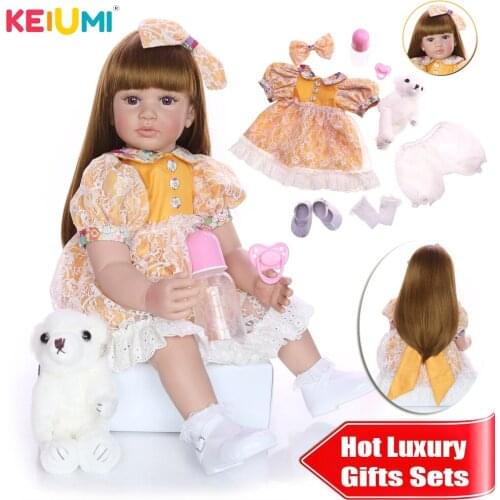KEIUMI 60 cm Reborn Baby Girl Dolls Realistic Princess 24 Inch Cloth Body Reborn Bonecas For Kids Playmates Stuffed Dolls