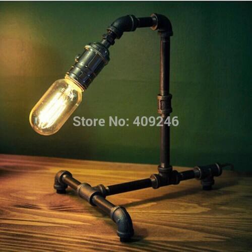 Loft Edison industrial retro personality metal waterpipe lamp Coffee shop decoration creative desk lamp