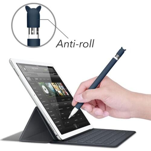 Cute Cat Ear Anti-scroll Silicone Protective Pouch Cap Holder Nib Cover Protective case Skin For Apple Pencil for ipad 1st P82A