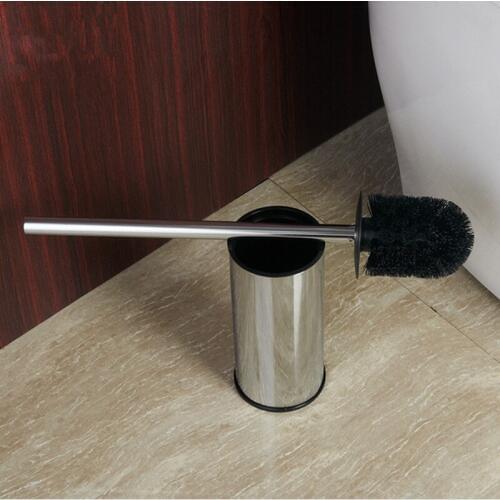 Free shipping chrome finish floor standing stainless steel toilet brush holder Floor-standing toilet brush set