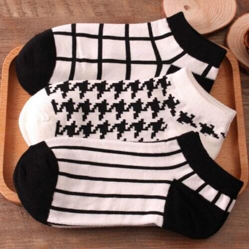 Harajuku Socks clothing accessories womens socks Cotton black white summer womens low socks 5 pairs/batch mix 21PL160