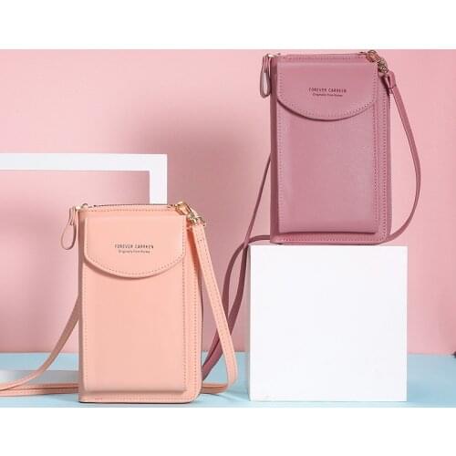 Solid Color Small Shoulder Bag Multi-Function Letter Phone Money Women Wallets Pocket Bags Clutch Organizer Storage