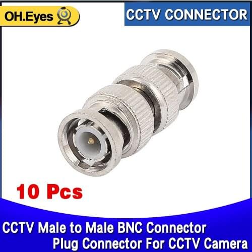 OH.eyes 10pcs/lot CCTV Accessories BNC Male to Male CCTV Security Coax Coupler Video BNC Connector Adapter RF Convertor