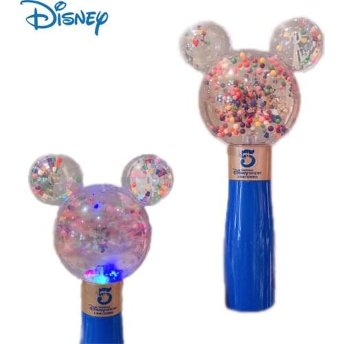 Disney Genuine Mickey Minnie Mouse 5th Anniversary Glowing Magic Wand Toys Children Rotating Music Scepter Toys for Kids Gifts